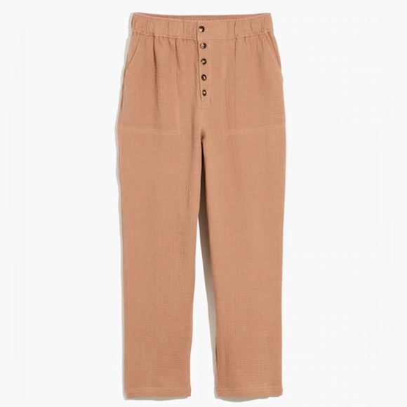 Madewell Plus Cotton-Linen Pull-On High-Rise Tapered Pants Button-Front Edition - Picture 3 of 11